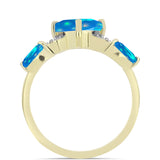 Inel din Argint 925 Placat cu Aur ( 2.43 grame ) cu Opal Etiopian ”Paradis” și Topaz Alb 1.3 Carate