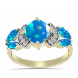 Inel din Argint 925 Placat cu Aur ( 2.43 grame ) cu Opal Etiopian ”Paradis” și Topaz Alb 1.3 Carate