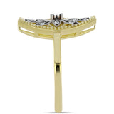 Inel din Argint 925 Placat cu Aur ( 4.32 grame ) cu Diamant Alb și Topaz Alb 0.13 Carate