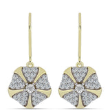 Cercei din Argint 925 Placat cu Aur ( 4.09 grame ) cu Diamant Alb și Topaz Alb 1.09 Carate