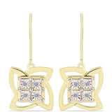 Cercei din Argint 925 Placat cu Aur ( 4.1 grame ) cu Diamant Alb 0.06 Carate