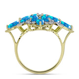 Inel din Argint 925 Placat cu Aur ( 5.07 grame ) cu Opal Etiopian ”Paradis” și Topaz Alb 2.34 Carate