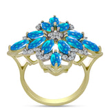 Inel din Argint 925 Placat cu Aur ( 5.07 grame ) cu Opal Etiopian ”Paradis” și Topaz Alb 2.34 Carate