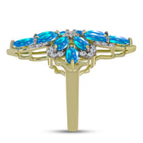 Inel din Argint 925 Placat cu Aur ( 5.07 grame ) cu Opal Etiopian ”Paradis” și Topaz Alb 2.34 Carate