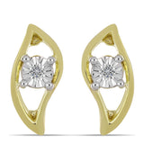 Cercei din Argint 925 Placat cu Aur ( 2.43 grame ) cu Diamant Alb 0.01 Carate