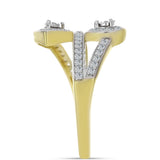 Inel din Argint 925 Placat cu Aur ( 3.33 grame ) cu Diamant Alb și Topaz Alb 0.45 Carate