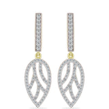 Cercei din Argint 925 Placat cu Aur ( 4.69 grame ) cu Diamant Alb și Topaz Alb 1.14 Carate