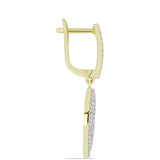 Cercei din Argint 925 Placat cu Aur ( 4.69 grame ) cu Diamant Alb și Topaz Alb 1.14 Carate