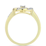 Inel din Argint 925 Placat cu Aur ( 3.2 grame ) cu Diamant Alb și Topaz Alb 0.21 Carate