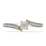 Inel din Argint 925 Placat cu Aur ( 1.88 grame ) cu Diamant Alb și Topaz Alb 0.15 Carate