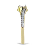 Inel din Argint 925 Placat cu Aur ( 1.88 grame ) cu Diamant Alb și Topaz Alb 0.15 Carate