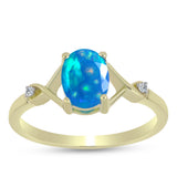 Inel din Argint 925 Placat cu Aur ( 1.85 grame ) cu Opal Etiopian ”Paradis” și Topaz Alb 0.75 Carate
