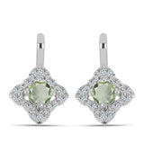 Cercei din Argint 925 ( 2.37 grame ) cu Ametist Verde și Topaz Alb 0.72 Carate