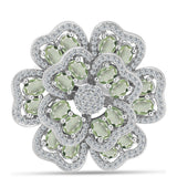 Inel din Argint 925 ( 7.72 grame ) cu Ametist Verde și Topaz Alb 4.11 Carate