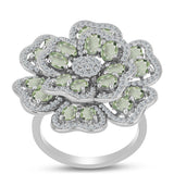 Inel din Argint 925 ( 7.72 grame ) cu Ametist Verde și Topaz Alb 4.11 Carate