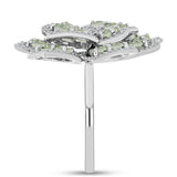 Inel din Argint 925 ( 7.72 grame ) cu Ametist Verde și Topaz Alb 4.11 Carate