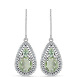 Cercei din Argint 925 ( 4.44 grame ) cu Ametist Verde și Topaz Alb 4.54 Carate