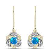 Cercei din Argint 925 Placat cu Aur ( 2.8 grame ) cu Opal Etiopian ”Paradis” și Topaz Alb 0.7 Carate