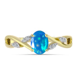 Inel din Argint 925 Placat cu Aur ( 2.54 grame ) cu Opal Etiopian ”Paradis” și Topaz Alb 0.53 Carate