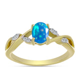 Inel din Argint 925 Placat cu Aur ( 2.54 grame ) cu Opal Etiopian ”Paradis” și Topaz Alb 0.53 Carate