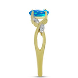 Inel din Argint 925 Placat cu Aur ( 2.54 grame ) cu Opal Etiopian ”Paradis” și Topaz Alb 0.53 Carate