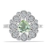 Inel din Argint 925 ( 3.68 grame ) cu Ametist Verde și Topaz Alb 1.45 Carate