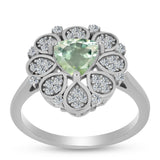 Inel din Argint 925 ( 3.68 grame ) cu Ametist Verde și Topaz Alb 1.45 Carate