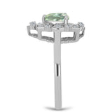 Inel din Argint 925 ( 3.68 grame ) cu Ametist Verde și Topaz Alb 1.45 Carate