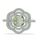 Inel din Argint 925 ( 3.35 grame ) cu Ametist Verde și Peridot Changbai 2.28 Carate
