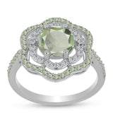 Inel din Argint 925 ( 3.35 grame ) cu Ametist Verde și Peridot Changbai 2.28 Carate