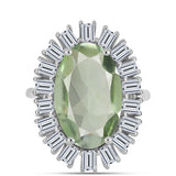 Inel din Argint 925 ( 4.37 grame ) cu Ametist Verde și Topaz Alb 7.68 Carate