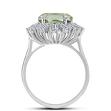 Inel din Argint 925 ( 4.37 grame ) cu Ametist Verde și Topaz Alb 7.68 Carate