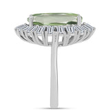 Inel din Argint 925 ( 4.37 grame ) cu Ametist Verde și Topaz Alb 7.68 Carate