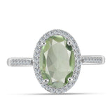 Inel din Argint 925 ( 2.38 grame ) cu Ametist Verde și Topaz Alb 3.19 Carate