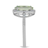 Inel din Argint 925 ( 2.38 grame ) cu Ametist Verde și Topaz Alb 3.19 Carate