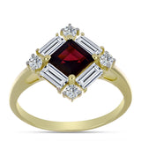 Inel din Argint 925 Placat cu Aur ( 2.81 grame ) cu Granat Rodolit și Topaz Alb 2.81 Carate