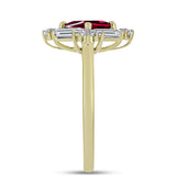 Inel din Argint 925 Placat cu Aur ( 2.81 grame ) cu Granat Rodolit și Topaz Alb 2.81 Carate