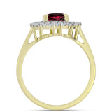Inel din Argint 925 Placat cu Aur ( 3.21 grame ) cu Granat Rodolit și Topaz Alb 2.12 Carate