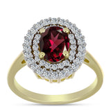 Inel din Argint 925 Placat cu Aur ( 3.21 grame ) cu Granat Rodolit și Topaz Alb 2.12 Carate