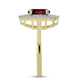 Inel din Argint 925 Placat cu Aur ( 3.21 grame ) cu Granat Rodolit și Topaz Alb 2.12 Carate