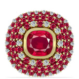 Inel din Argint 925 Placat cu Aur ( 4.79 grame ) cu Rubin Malagasy și Topaz Alb 6.04 Carate