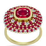 Inel din Argint 925 Placat cu Aur ( 4.79 grame ) cu Rubin Malagasy și Topaz Alb 6.04 Carate