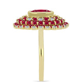 Inel din Argint 925 Placat cu Aur ( 4.79 grame ) cu Rubin Malagasy și Topaz Alb 6.04 Carate