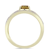 Inel din Argint 925 Placat cu Aur ( 4.64 grame ) cu Cuarț Coniac și Topaz Alb 1.43 Carate