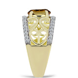 Inel din Argint 925 Placat cu Aur ( 4.64 grame ) cu Cuarț Coniac și Topaz Alb 1.43 Carate