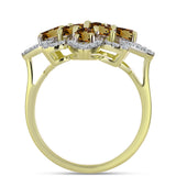 Inel din Argint 925 Placat cu Aur ( 3.92 grame ) cu Cuarț Coniac și Topaz Alb 2.2 Carate