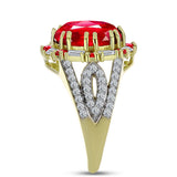 Inel din Argint 925 Placat cu Aur ( 5.03 grame ) cu Agat Roșu și Zircon Alb 6.51 Carate