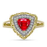 Inel din Argint 925 Placat cu Aur ( 3.96 grame ) cu Agat Roșu și Topaz Alb 1.29 Carate