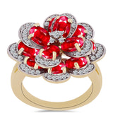 Inel din Argint 925 Placat cu Aur ( 8.16 grame ) cu Agat Roșu și Topaz Alb 5.58 Carate