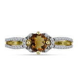 Inel din Argint 925 Placat cu Aur ( 2.18 grame ) cu Cuarț Coniac și Topaz Alb 1.03 Carate